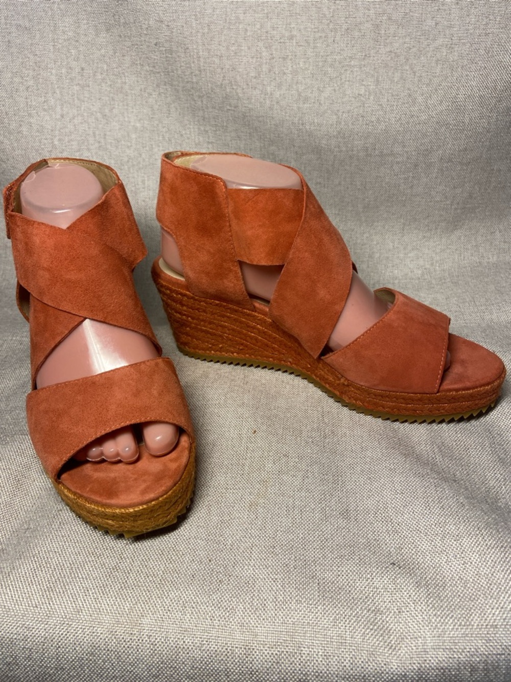 Eileen Fisher Women's Rust Suede Wedge Sandals. Size 9. New.